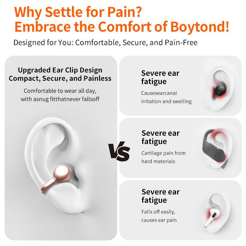 Long-Play Open-Ear Clip-On Butterfly Earbuds: Kinglucky, HiFi, for Apple & Samsung