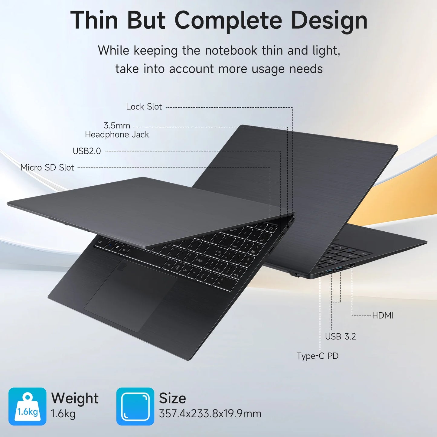 15.6" Windows 11 Pro Laptop, 16GB RAM 1TB SSD, Intel Celeron N5095 2.9Ghz with Office 2024 Fingerprint Backlit Keyboard 1920*1080 IPS FHD Display for Student, Home Office, Business