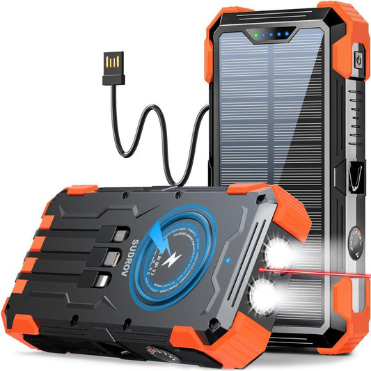 42800mAh Solar Power Bank: Wireless, 4 Cables, 7 Outputs, Fast Charging