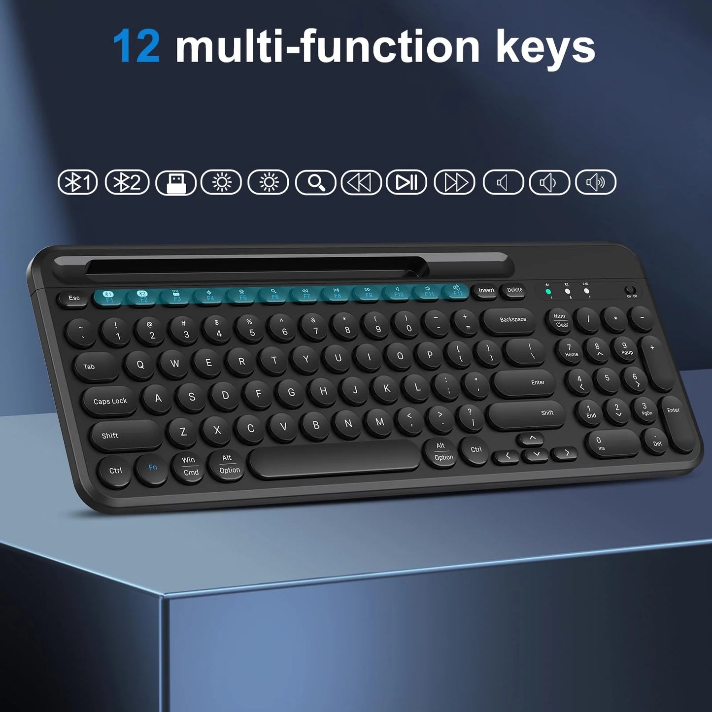 Bluetooth Keyboard, Dual Mode (BT 5.1+2.4G) Wireless Keyboard, Silent Computer Keyboard for Windows PC Laptop Ipad Smartphone Tablet Android Mac, Black