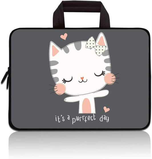 11 11.6 12.1 12.5 Inch Laptop Carrying Bag Chromebook Case Notebook Ultrabook Bag Tablet Cover Neoprene Sleeve Fit Apple Macbook Air Samsung Google Acer HP DELL Lenovo Asus(Cute Cat)