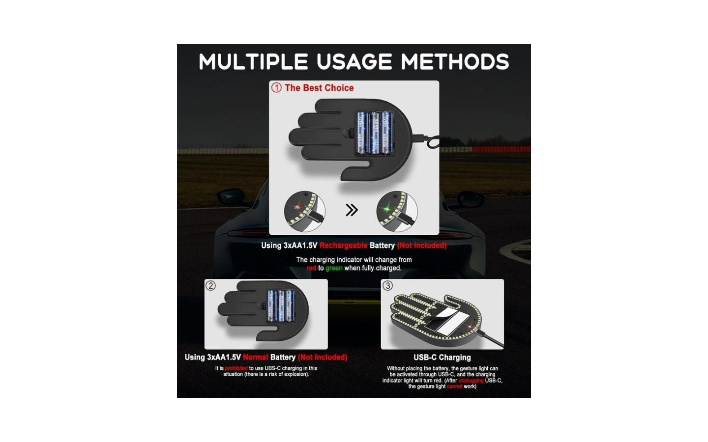 Car Gesture Light: LED Windshield Display, Express Driving Emotions