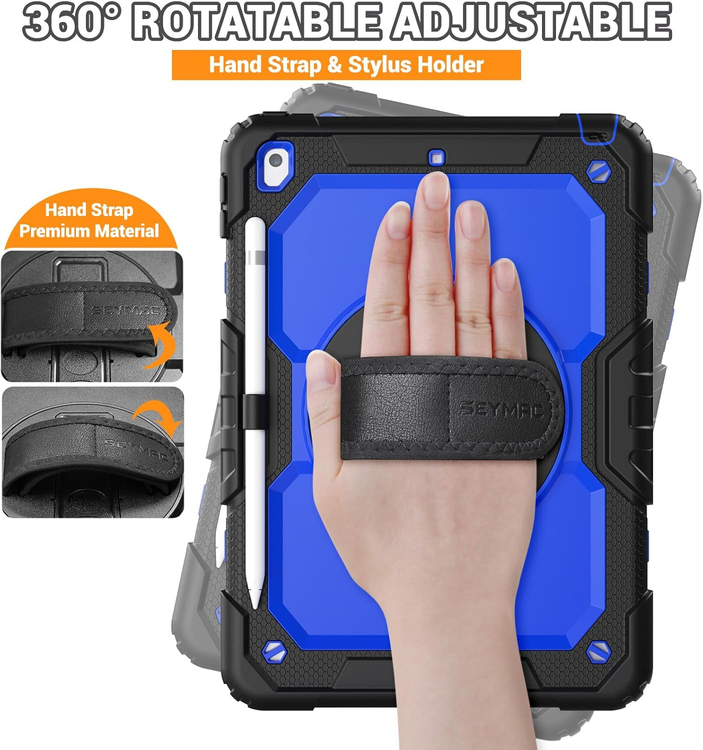 Funda con soporte giratorio para iPad 7/8/9: asa de 360° y protección de soporte