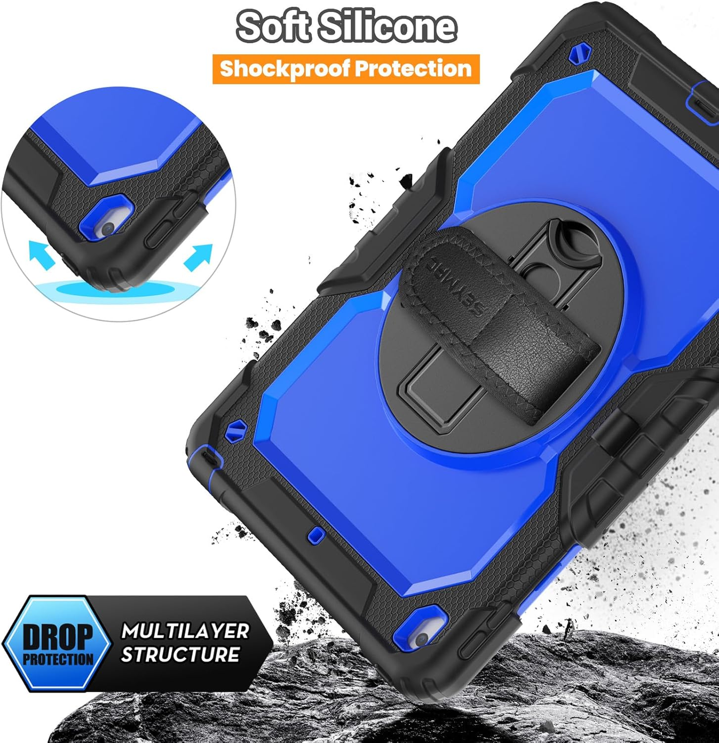 Funda con soporte giratorio para iPad 7/8/9: asa de 360° y protección de soporte