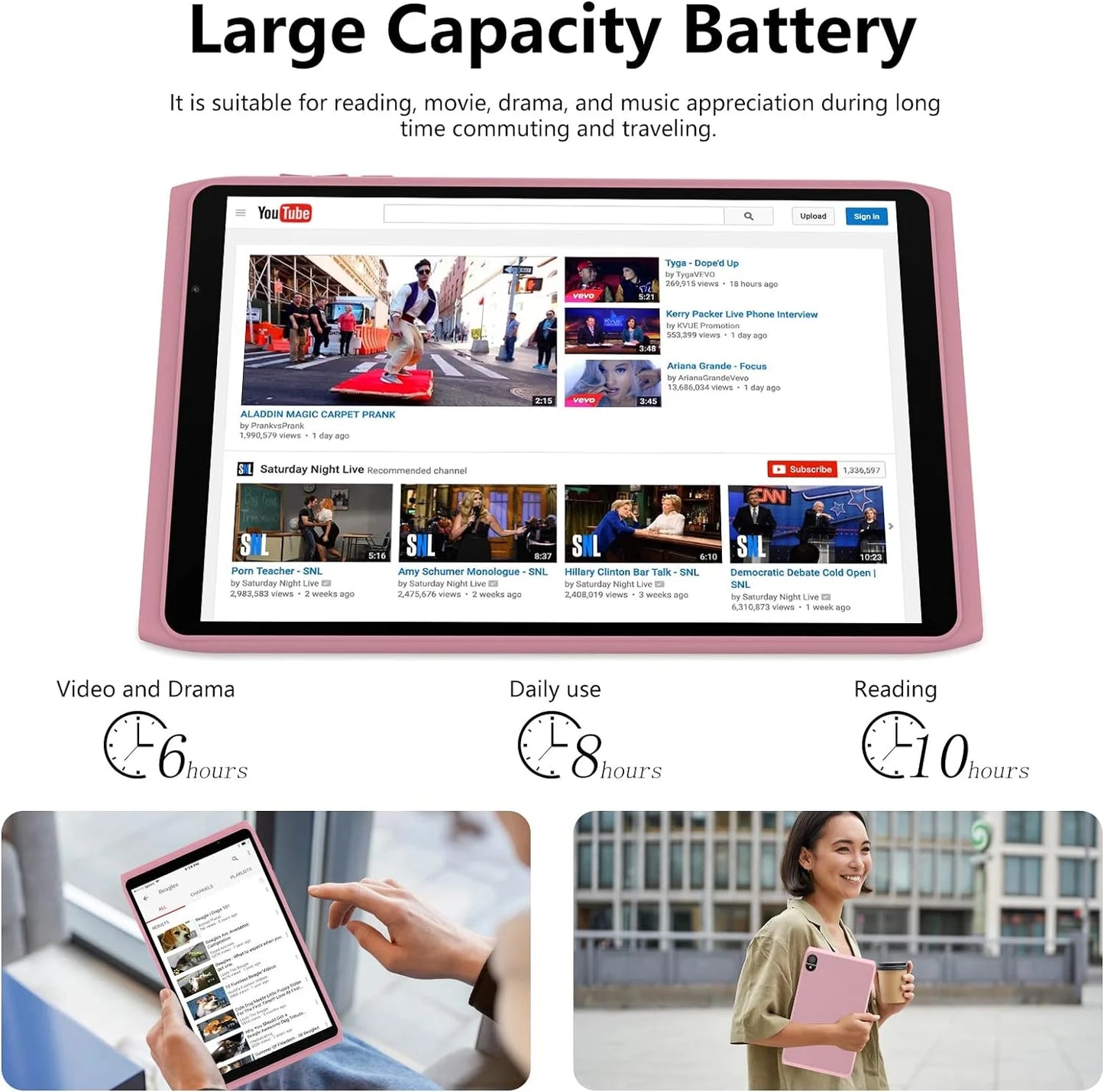 8 in 1280 X 800 Child Tablet, 32 GB, Android 12, Pink