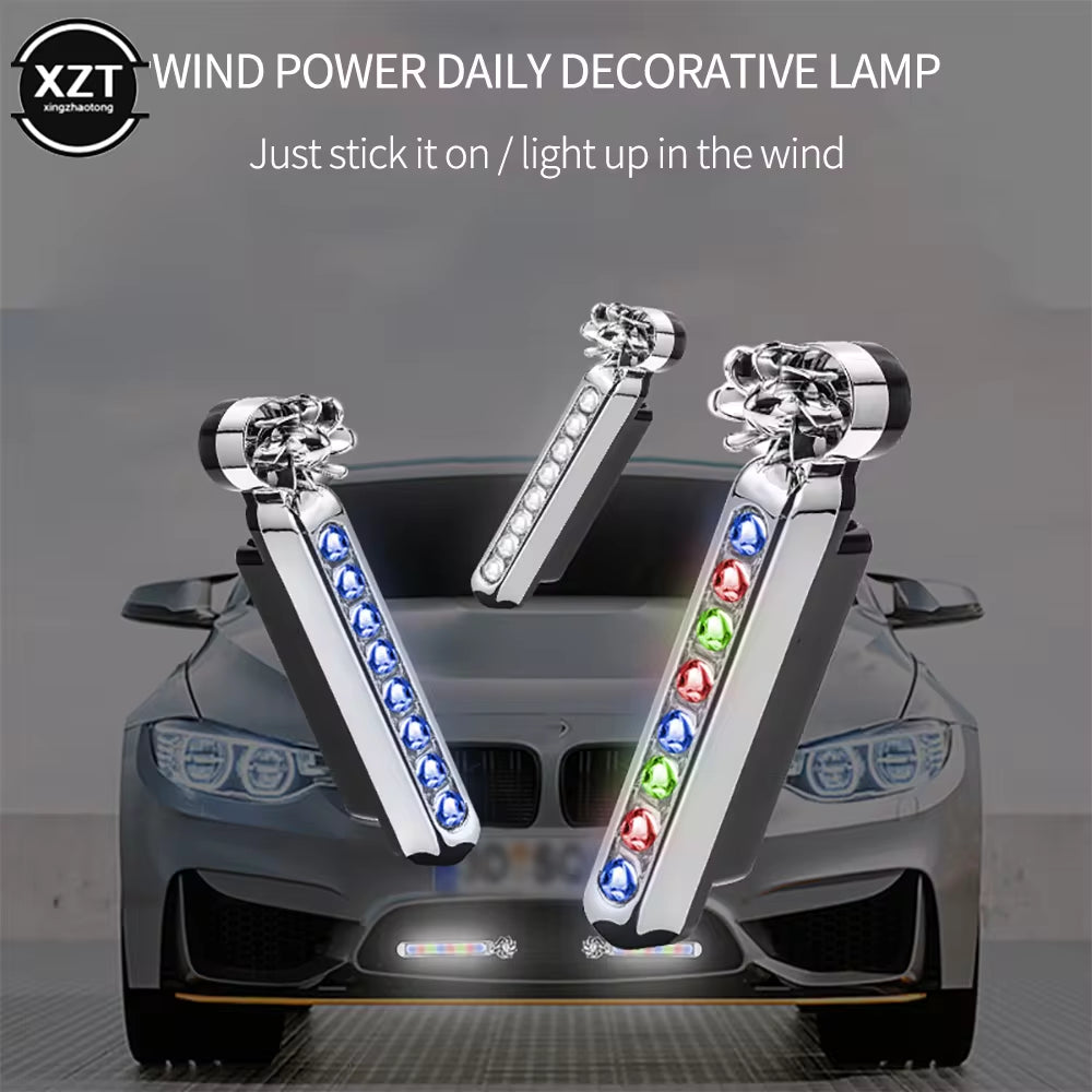 Stylish & Eco-Friendly: 2Pcs Wind Power LED Daytime Running Lights with Rotating Fan