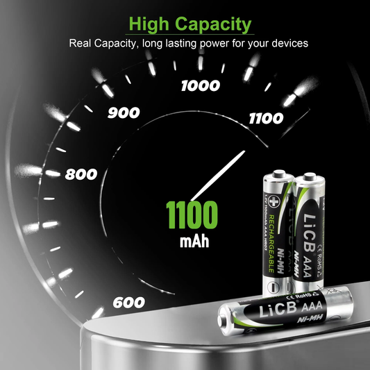 AAA Rechargeable Batteries, 1100Mah High Capacity Triple a Batteries 1.2V Nimh, Pack of 12