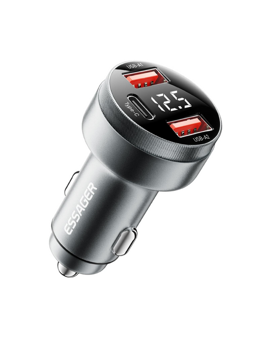 80W Car Charger - Super Fast PD/QC 3.0 with Voltmeter & LED for iPhone/Samsung