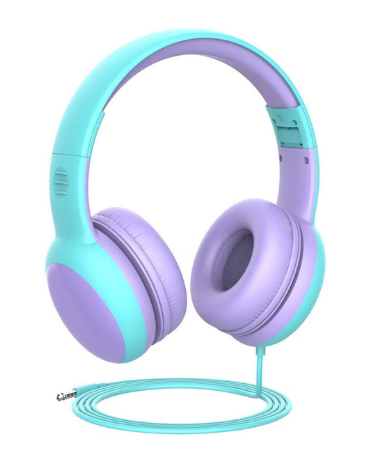 Auriculares con orejas de gato para niños - Auriculares supraaurales con cable y volumen limitado con sonido estéreo (3,5 mm)