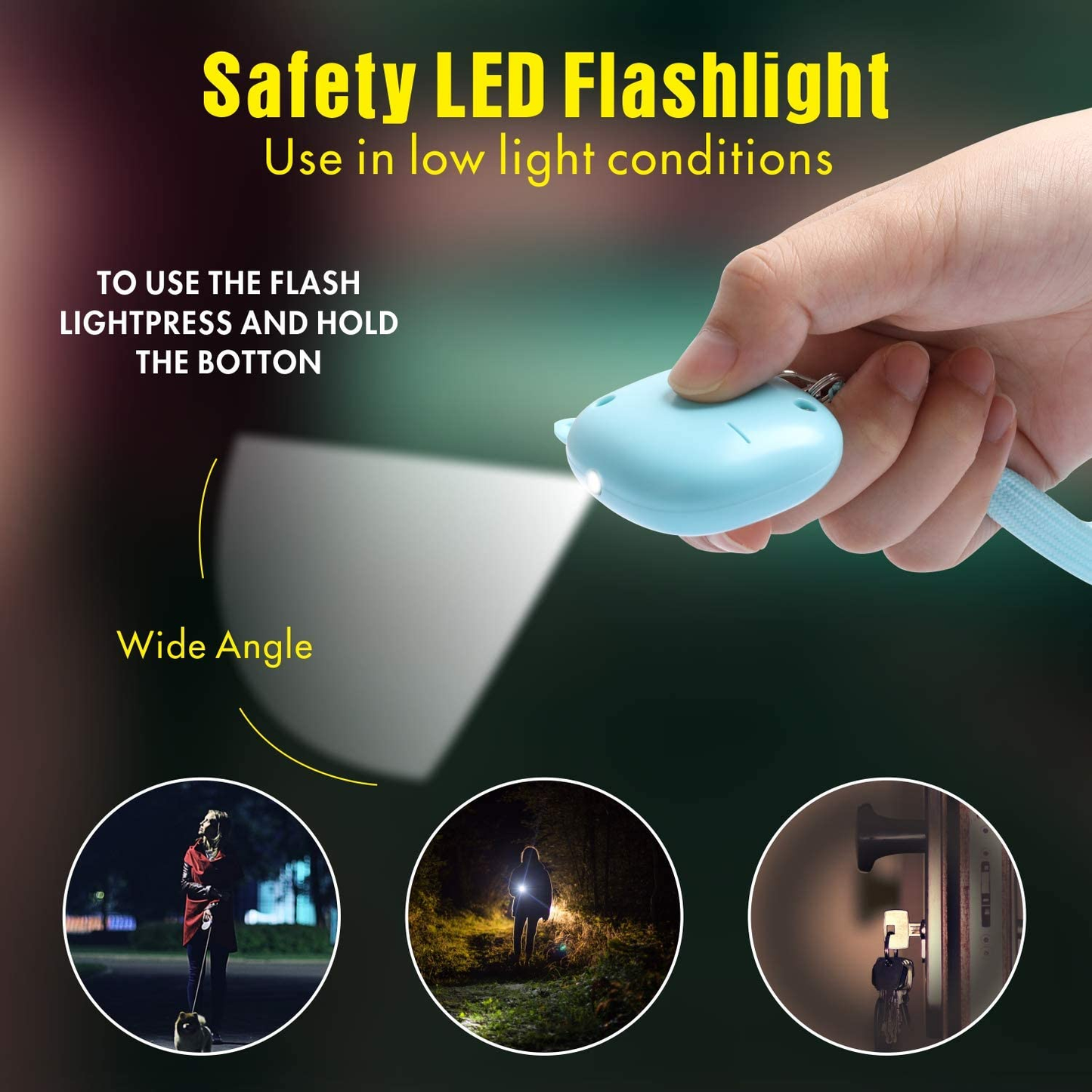 Paquete de 3 alarmas de seguridad personal: alarmas de emergencia de 130 dB con luz LED