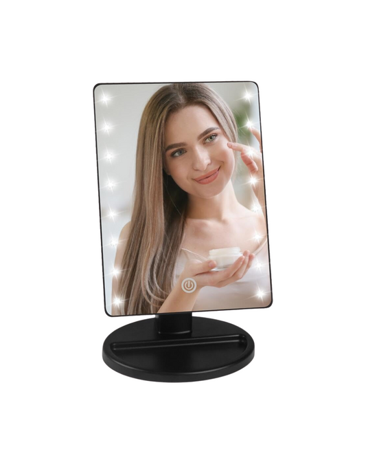 Espejo de maquillaje iluminado - Espejo de tocador con 16 LED, brillo ajustable y rotación de 180°