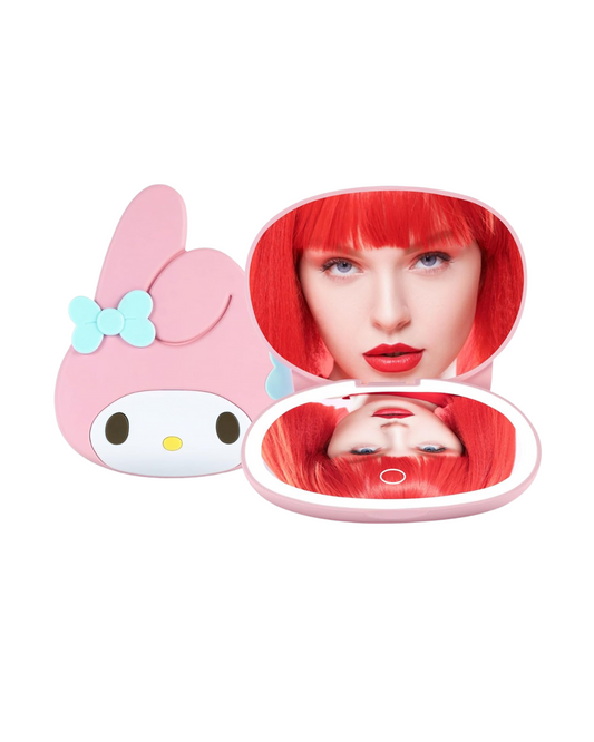 My Melody LED Compact Makeup Mirror - 3X Magnification Travel Vanity Mirror (Figural Design)