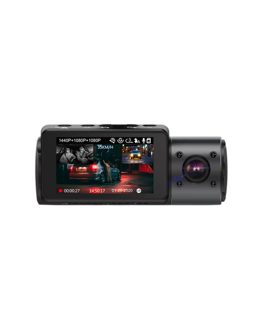 N4 3-Channel 4K Dash Cam - Front/Rear Camera with IR Night Vision & 24H Parking Mode
