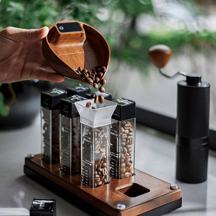 Electronic Walnut Coffee Scale - Precision Weighing with Leaf Design