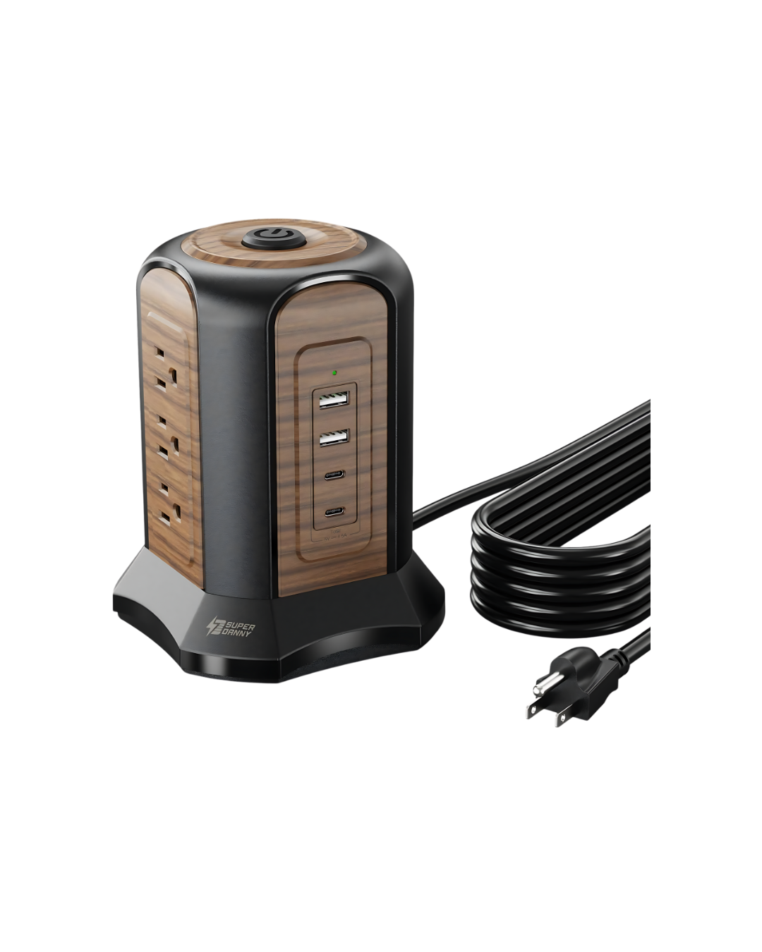 Power Strip Tower Surge Protector - 9 Outlets 4 USB Ports with 10Ft Cord