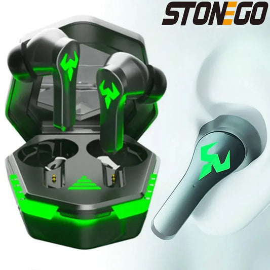 STONEGO TWS Gaming Earbuds – Bluetooth 5.2, Active Noise Cancelling, Waterproof In-Ear Headphones, Built-In Mic, Touch/Button Controls, 6–8H Playtime, Charging Case + Ear Tips Included