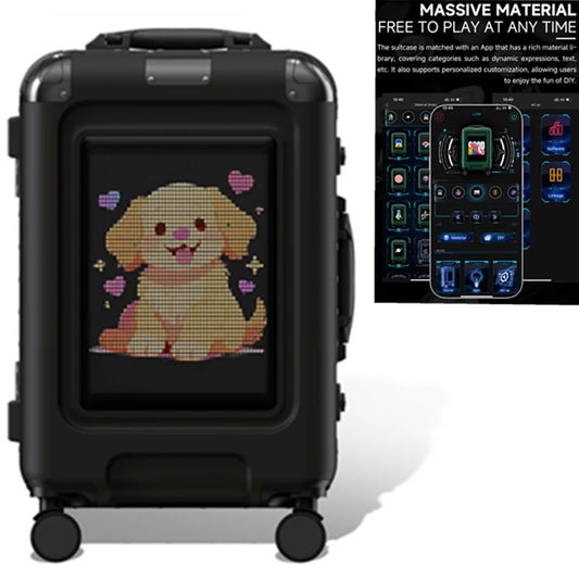 LED Smart Suitcase Trip Cabin Luggage Travel Suitcases Cabin Carrier 20 Inch Carrier Trolley Case Carry-On Suitcase