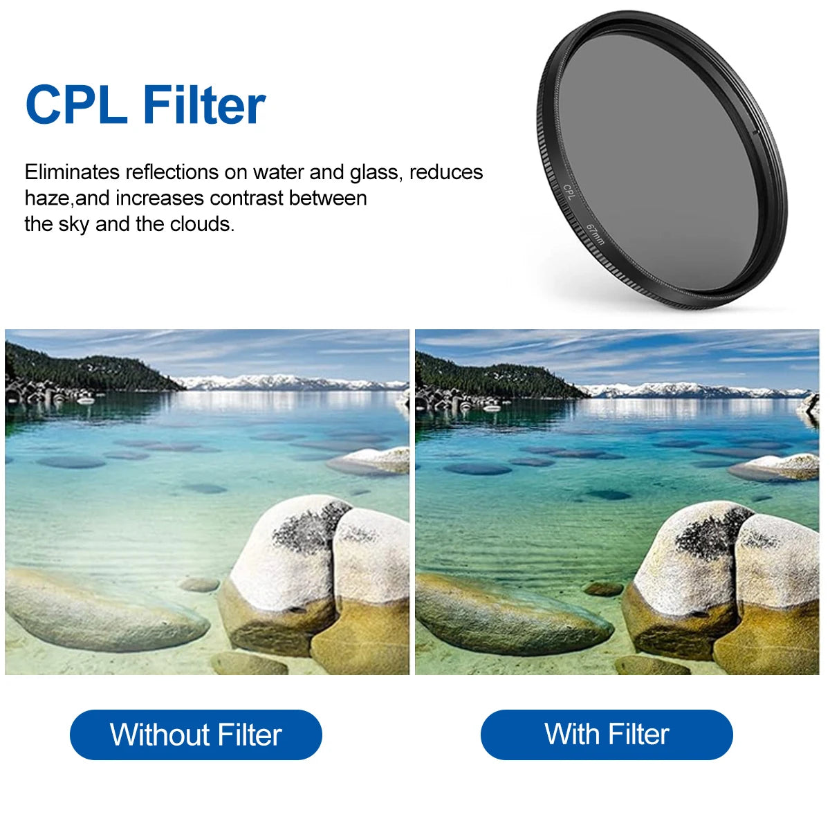 FONKEN 52Mm Clip-0N CPL Phone Cameralens Filter Kit, Circular Polarizer Polarizing Filter, Clearer HD Backlight Phone Filter Set