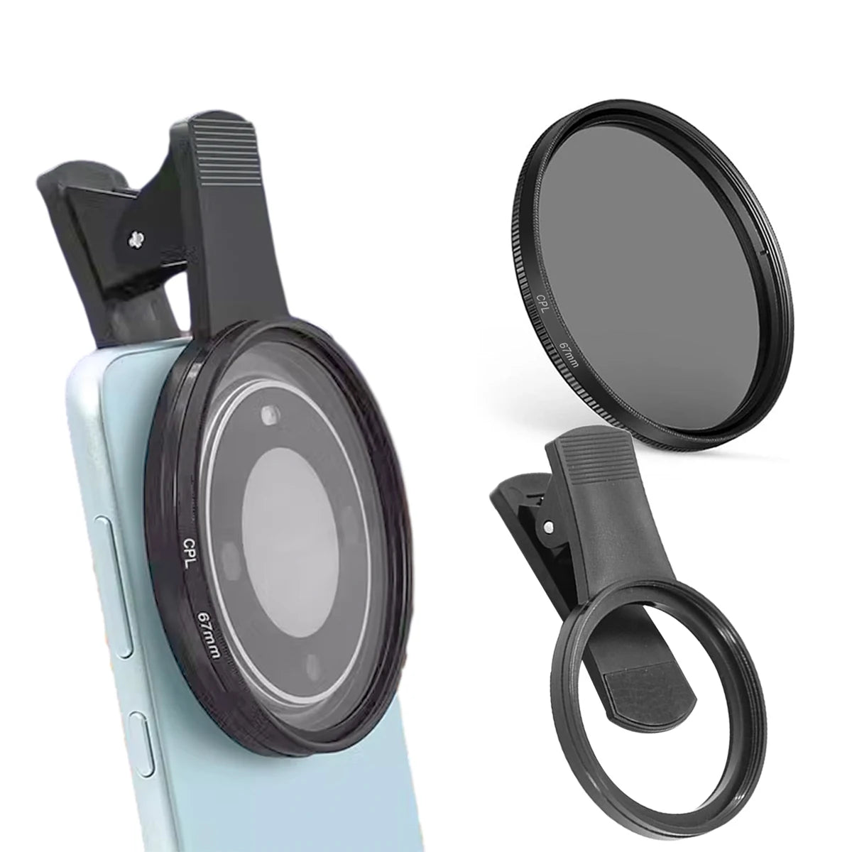 FONKEN 52Mm Clip-0N CPL Phone Cameralens Filter Kit, Circular Polarizer Polarizing Filter, Clearer HD Backlight Phone Filter Set