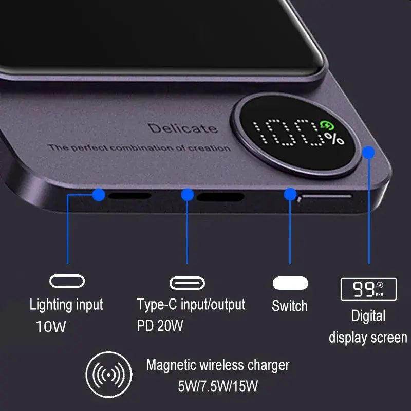 PowerHub ChargeMate Wireless Charger - MagSafe Power Bank for iPhone