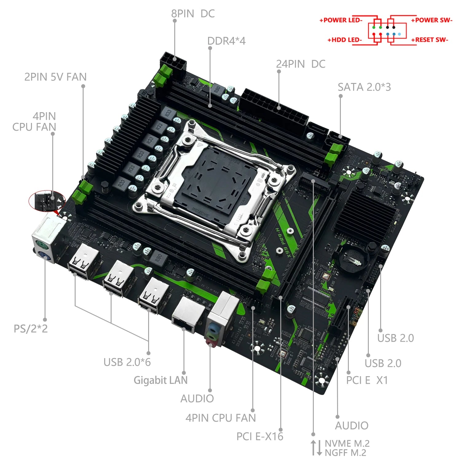 X99 PR9-H Motherboard Optional Xeon E5 2640 V4 LGA 2011-3 CPU Kit Set 16GB DDR4 Memory RAM NVME M.2