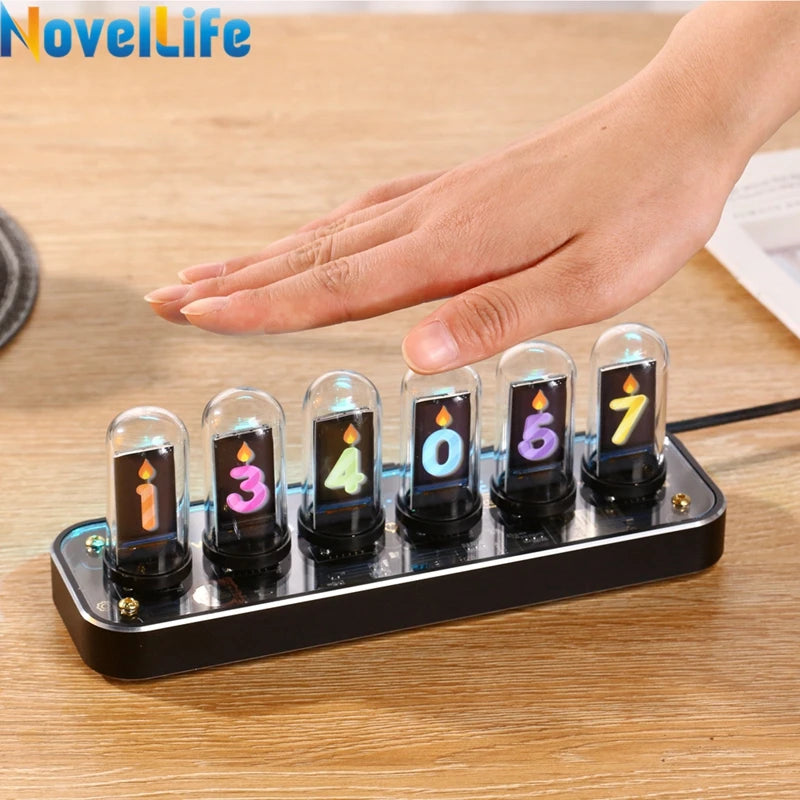 SE Nixie Tube Clock Kit Digital Calendar Stopwatch Time Photo Display Gesture Control Creative Desk Decoration Gifts