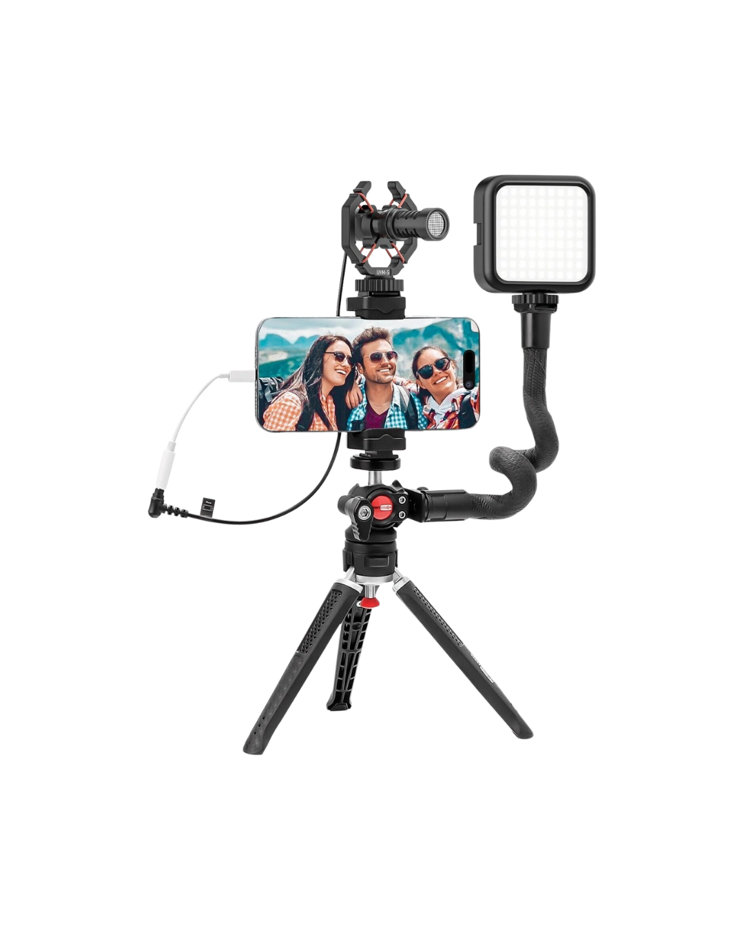 Smartphone Video Kit - Metal Microphone & Light for TikTok YouTube Podcast Equipment