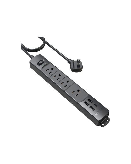 Surge Protector Power Strip - 4 AC Outlets, 3 USB-A, 1 USB-C with 6ft Cord