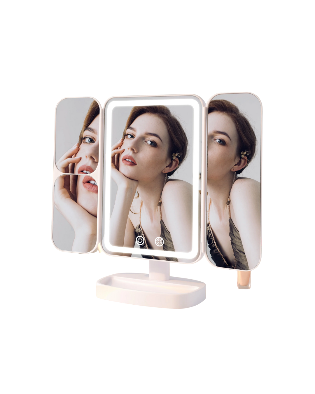 Tri-Fold LED Vanity Makeup Mirror - 80 Lights, 3-Level Magnification
