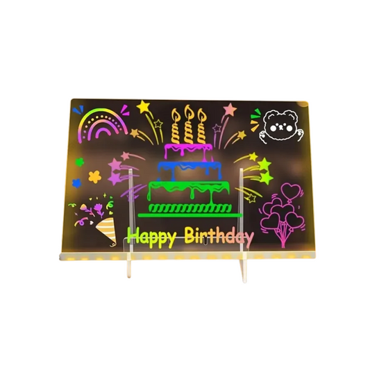 Pizarra luminosa LED para dibujar - Tablero borrable con soporte y opciones de color