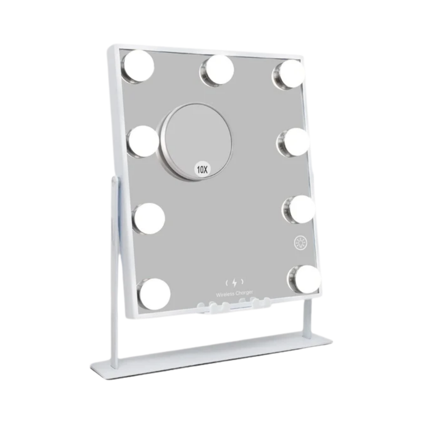 Hollywood Vanity Mirror with LED Lights & Bluetooth Wireless Charging - Tabletop Metal