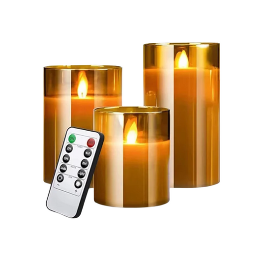 Juego de velas acrílicas LED con control remoto y temporizador