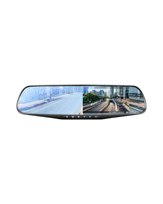 4.3-Inch Dual Lens Dash Cam - Rearview Mirror DVR with Front/Rear Camera