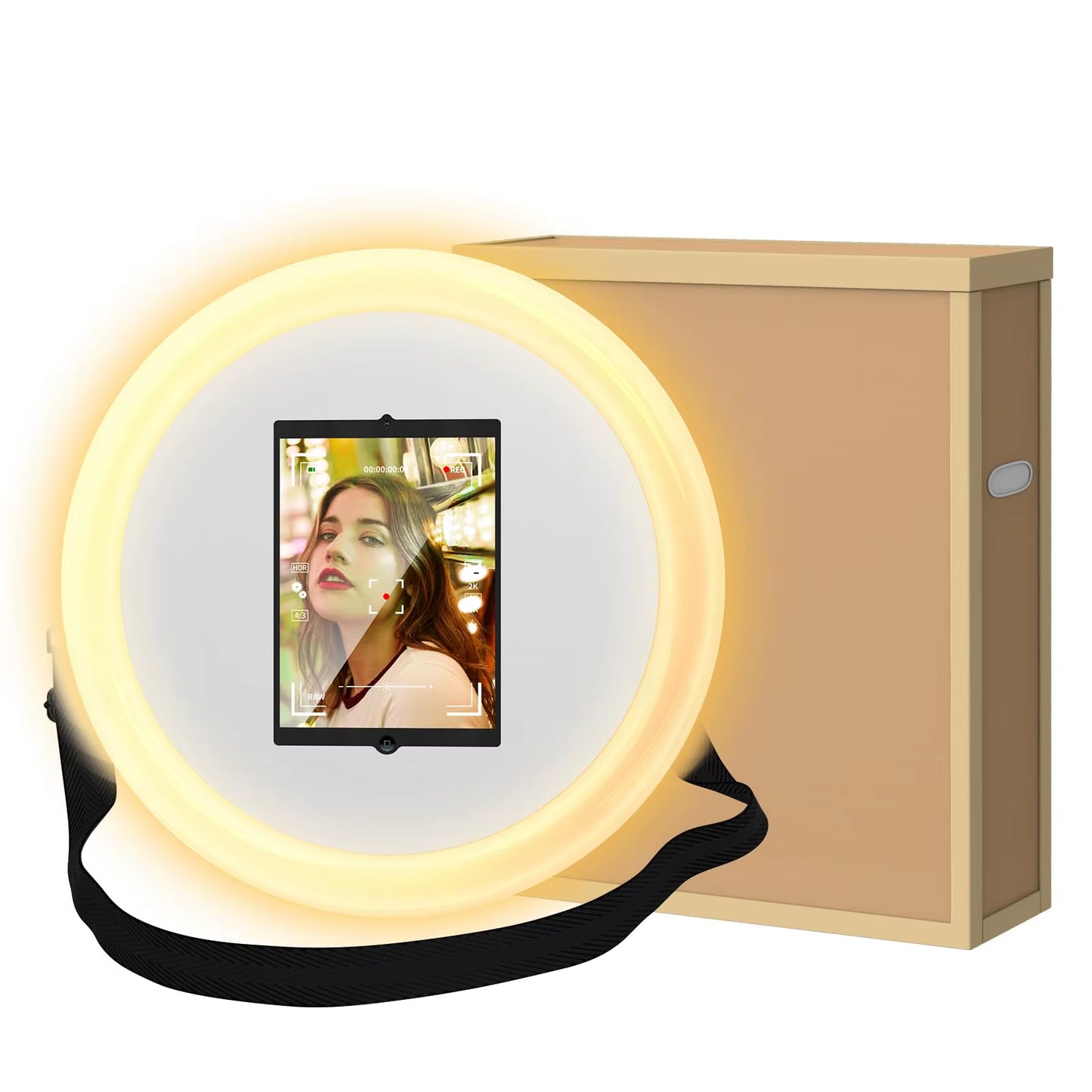 Portable Photo Booth Compatible with Any Ipad, Large Lightbox Ipad Photo Booth for Christmas Wedding Party Shell Stand Software