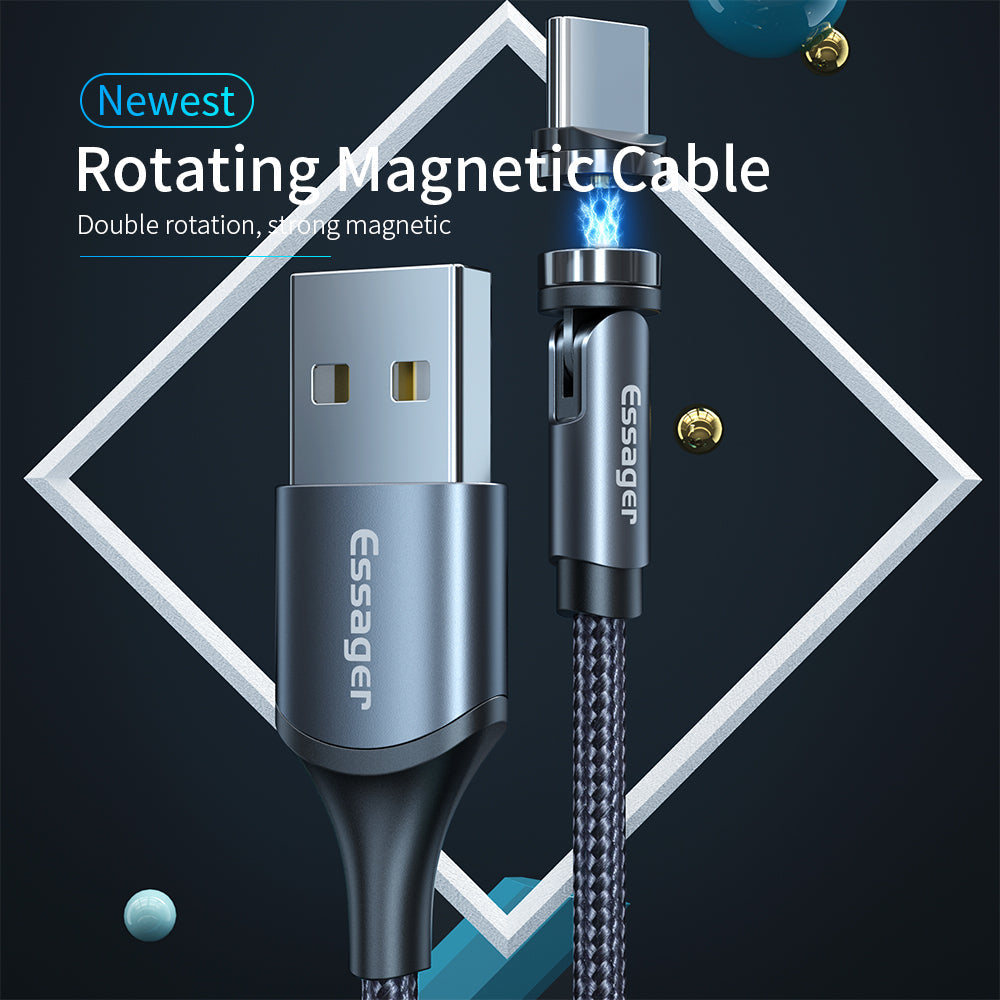 Cable de carga USB magnético giratorio de 360° - Cargador compatible con varios dispositivos