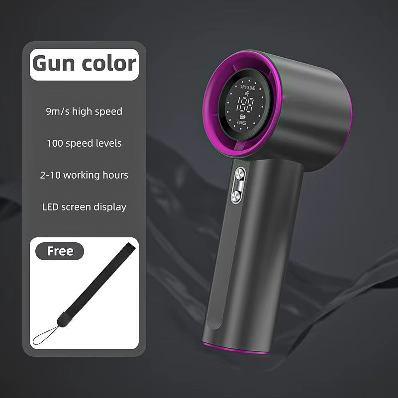 Handheld Small Fan Usb Charging 100 Levels Digital Display Rechargeable High-Speed Handheld Turbo Portable Violent Fan