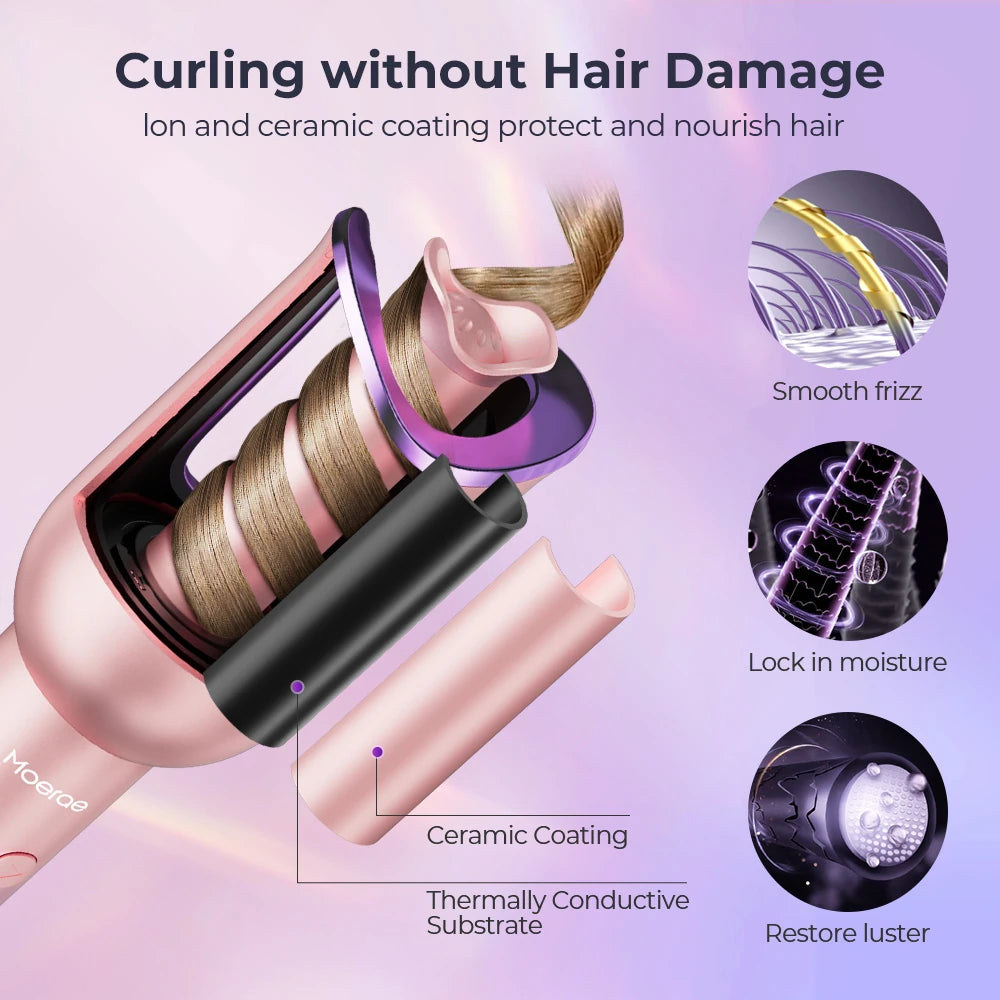 Automatic Curling Iron, Curling Iron 23 Mm Curling Iron with Negative Ions 3 Temperature Anti-Scald Design Intelligent Automatic Curling Iron
