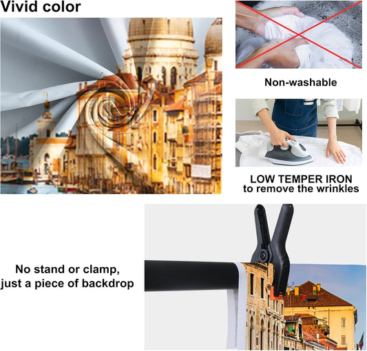 9X6Ft Venice Town Backdrop Historical Culture Scenery Photography Background Italy Watery City Rivers Blue Sky Children Kids Adults Portraits Backdrops Photo Studio Props