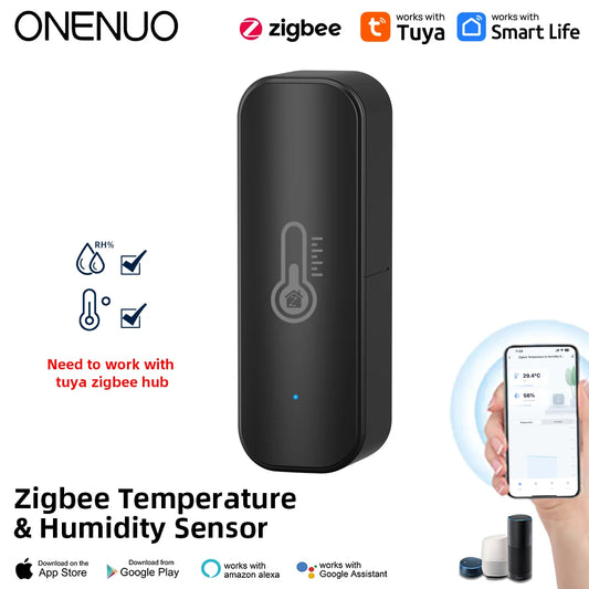 Tuya Zigbee Smart Temperature and Humidity Sensor Battery Powered Zigbee Smart Home Security Work with Alexa Google Home