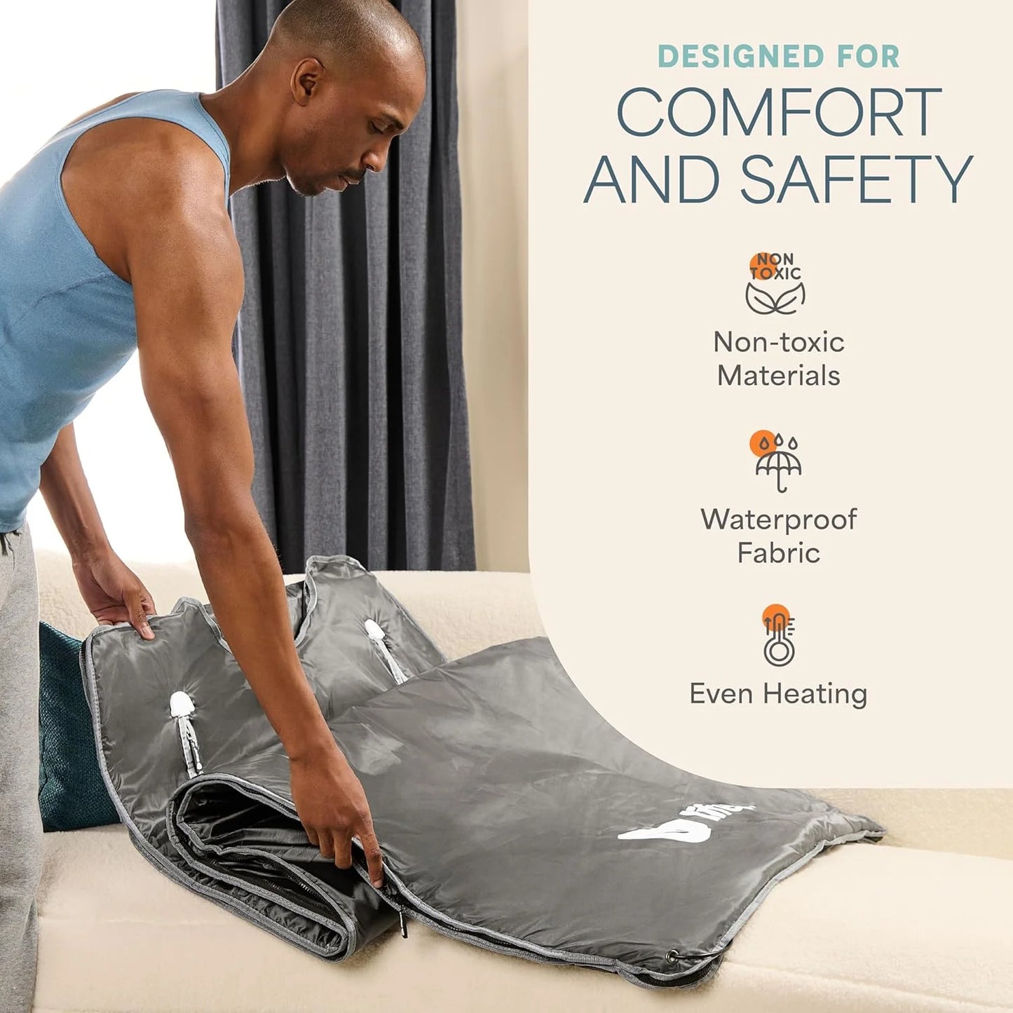 Bioremedy Far-Infrared Sauna Blanket, Portable Heat Wrap for Relaxation - Gray