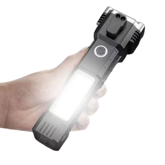 Car Safety Hammer Flashlight Seat Belt Cutter and Glass Breaker Rescue Tool LED High Lumens Rechargeable Solar Powered Escape