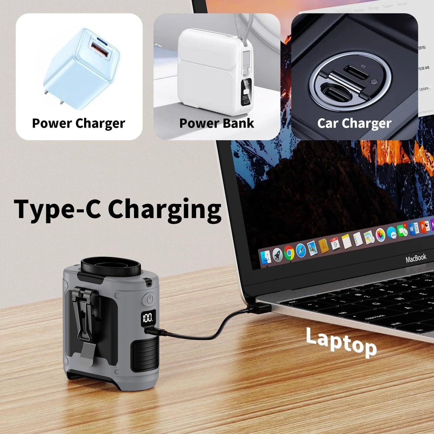 10000Mah Portable Waist Fan Clip on Wearable Belt Personal Fan Rechargeable Battery Powered with 5 Speeds and Flashlight, Neck Fan Hands Free, 40 Hours Cooling for Outdoor/Camping/Travel/Hiking (Gray)