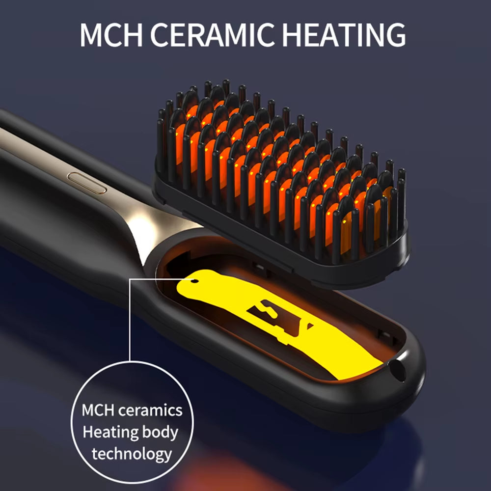 Cordless Professional Hair Straightener Hot Heating Comb Electric Brush for Hair Smoothing Iron Negative Ion Hair Styling Tool