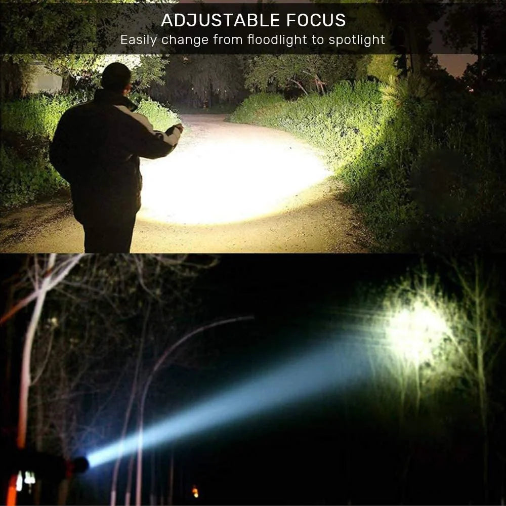 10000 Lumens Rechargeable Flashlights, Powerful Flashlight for Home Hiking Hunting Camping, Zoomable Outdoor LED Handheld Flashlights