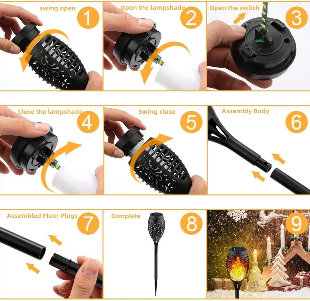 Solar Lights for Outdoor Torch Path Decor Landscape Lighting, Flickering Flame Waterproof, 8 Pack