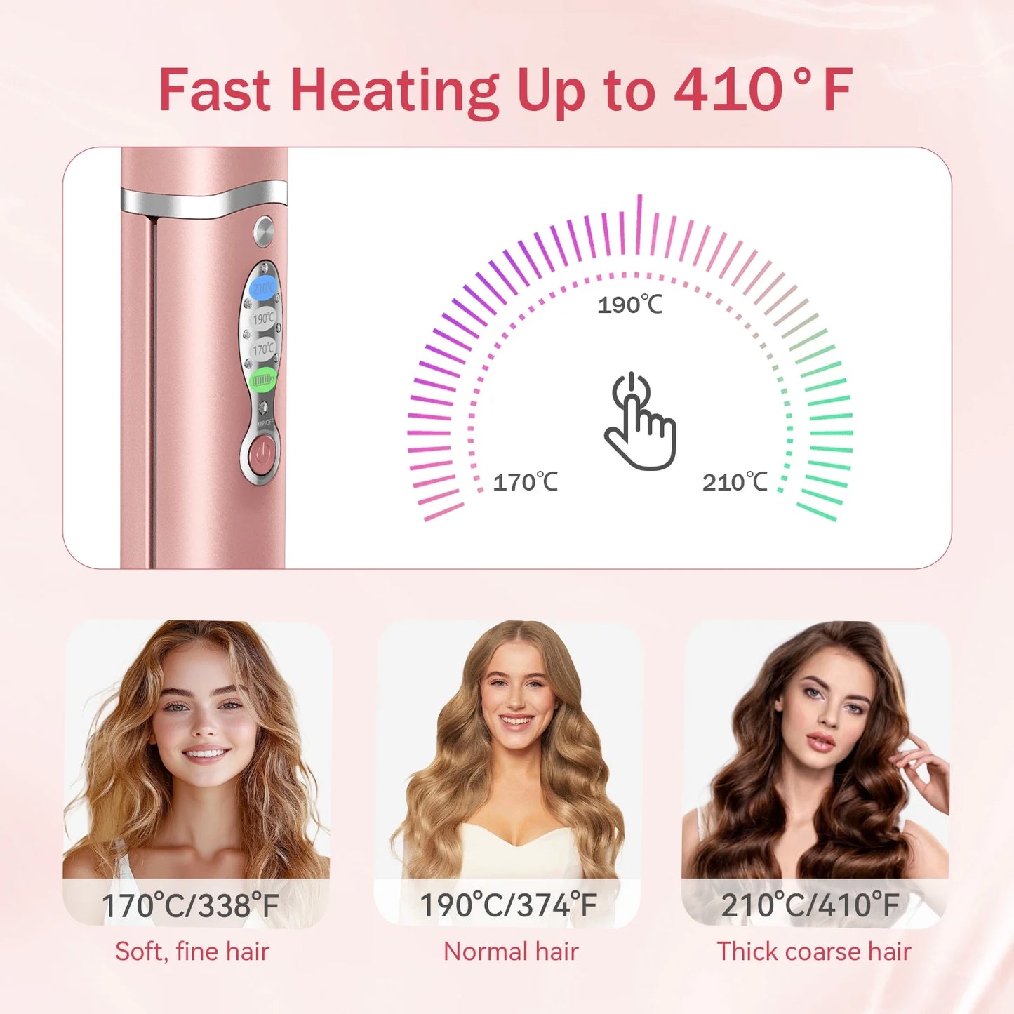 Portable Titanium Flat Iron Hair Straightener, 45 Second Fast Heating, 3 Temperature Adjustable,10 Mins Auto-Off Design Travel-Friendly, Easy to Use,Rose Gold
