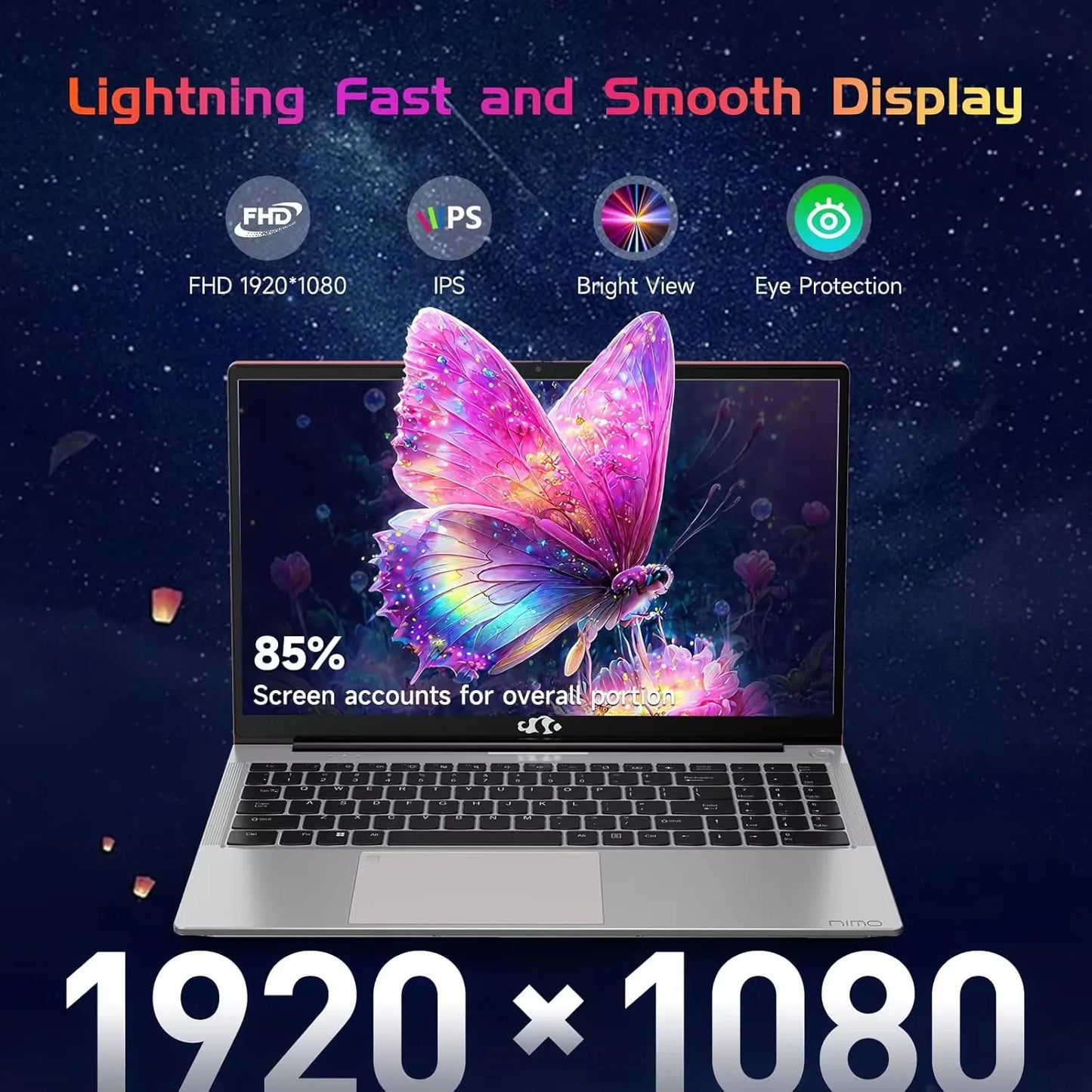 15.6" FHD High-Performance Laptop Windows 11 Conference Camera Backlit Keyboard Type-C 65W PD Fast Charger Intel N100 16GB RAM 1TB SSD Lightweight PC Computer Fingerprint