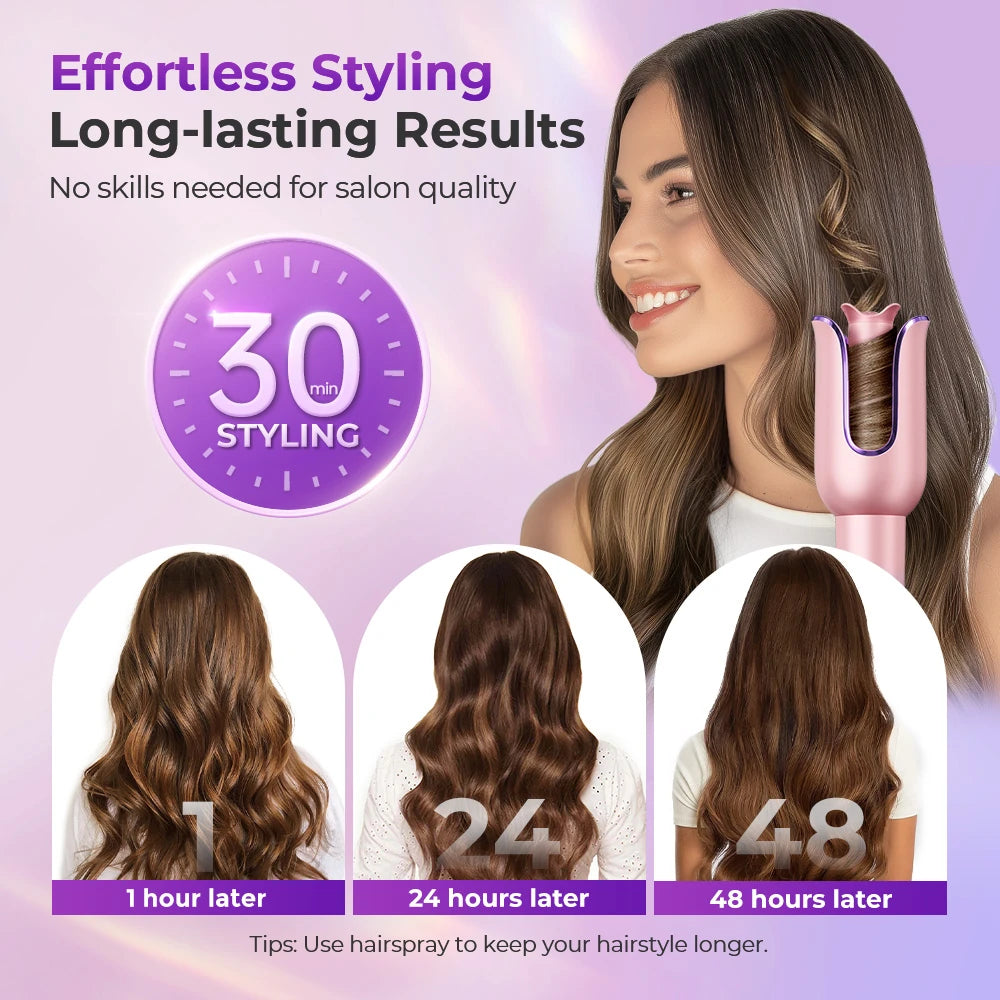 Automatic Curling Iron, Curling Iron 23 Mm Curling Iron with Negative Ions 3 Temperature Anti-Scald Design Intelligent Automatic Curling Iron