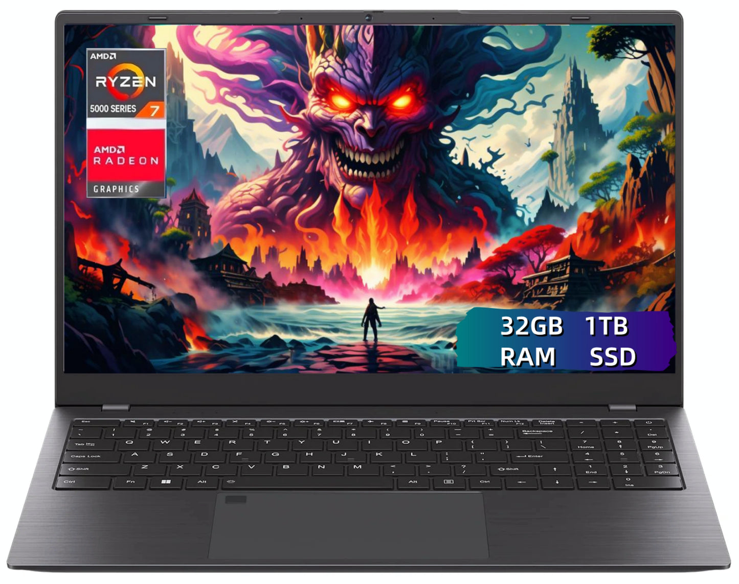 Laptop ,Gaming Laptop 15.6 FHD , AMD Ryzen 7 5825U, 32GB RAM, 1TB SSD, Windows 11PRO, Graphite, Backlit KB, Gray
