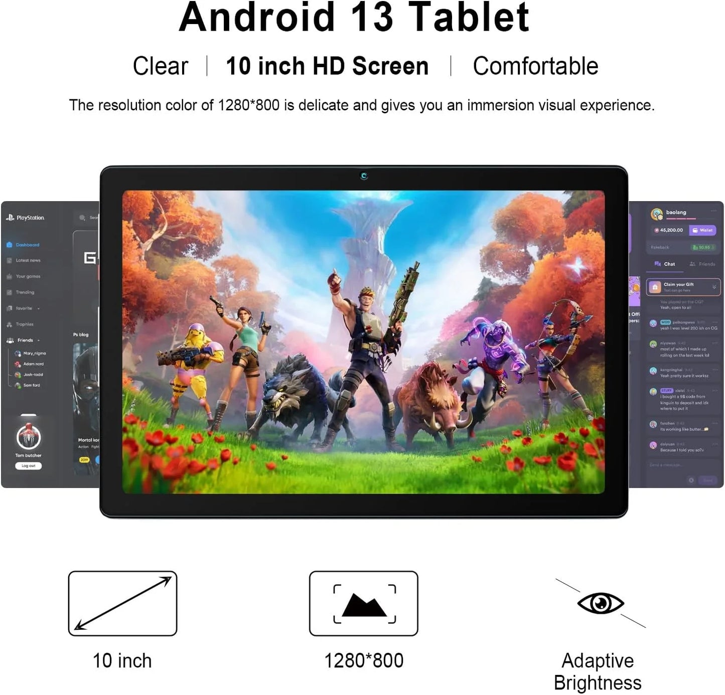 10 Inch Tablet Android 13 Tablets, Quad-Core Tablet PC, 6GB RAM, 64GB ROM, 128GB Expand, 5000Mah, 1280X800 HD Touch Screen, 5MP+8MP, Wifi, Dual Camera - Grey